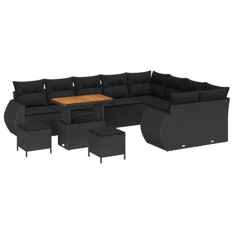 Zestaw Sof na Ogród 12 pcs Czarny polirattan