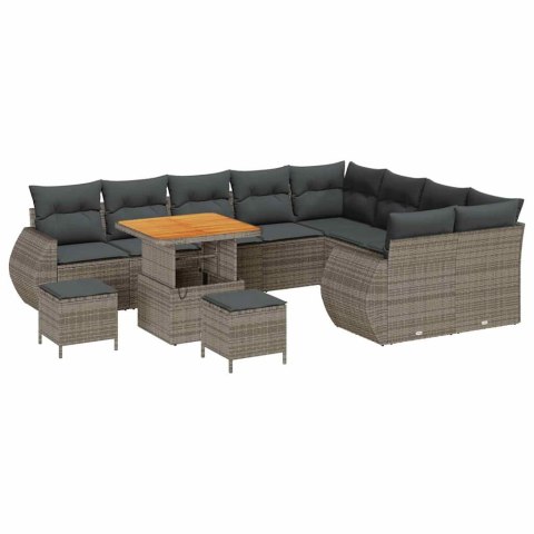 Zestaw Sof na Ogród 12 pcs Szary polirattan
