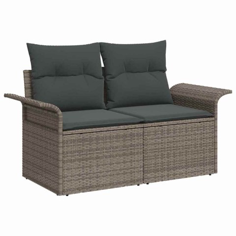 Zestaw Sof na Ogród z poduszką 9 pcs Szary polirattan