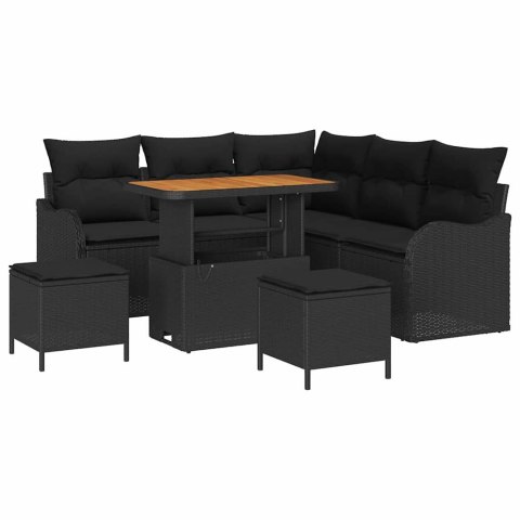 Zestaw Sof na Ogród z poduszką 8 pcs Czarny polirattan
