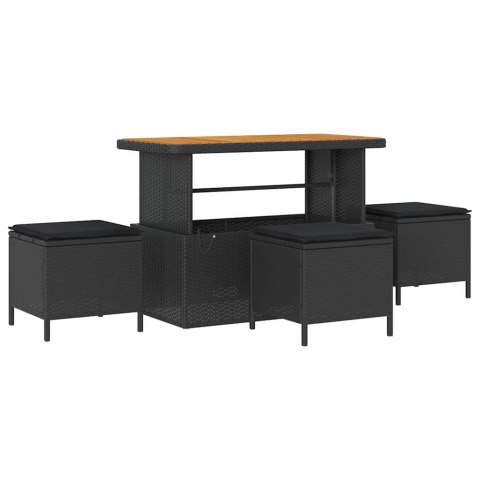Zestaw Sof na Ogród z poduszką 9 pcs Czarny polirattan