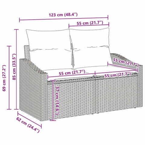 Zestaw Sof na Ogród z poduszką 9 pcs Szary polirattan