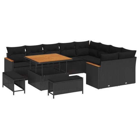 Zestaw Sof na Ogród 12 pcs Czarny polirattan