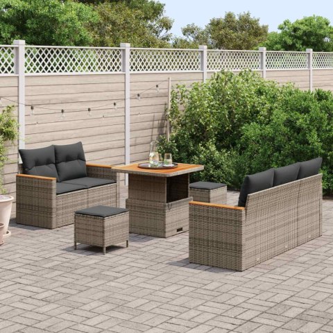 Zestaw Sof na Ogród 8 pcs Szary polirattan