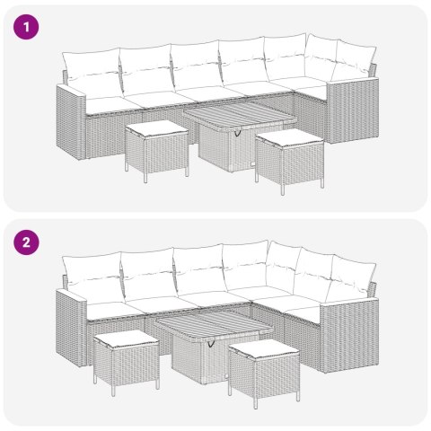 Zestaw Sof na Ogród 9 pcs Beżowy polirattan