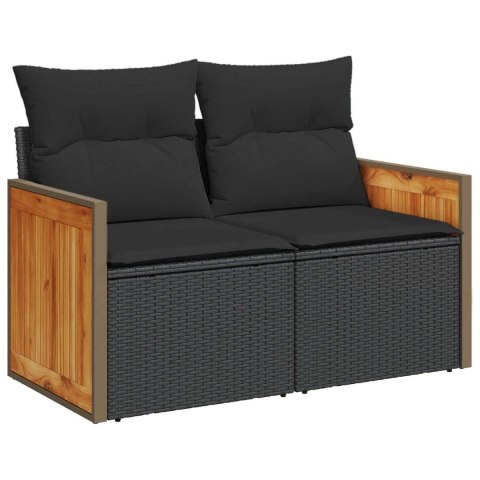 Zestaw Sof na Ogród z poduszką 11 pcs Czarny
