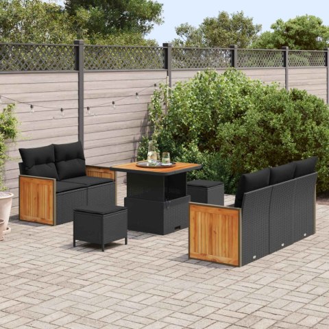 Zestaw Sof na Ogród z poduszką 8 pcs Czarny