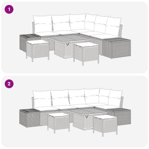 Zestaw Sof na Ogród z poduszką 8 pcs Czarny