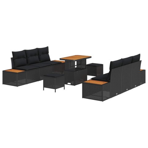 Zestaw Sof na Ogród z poduszką 9 pcs Czarny