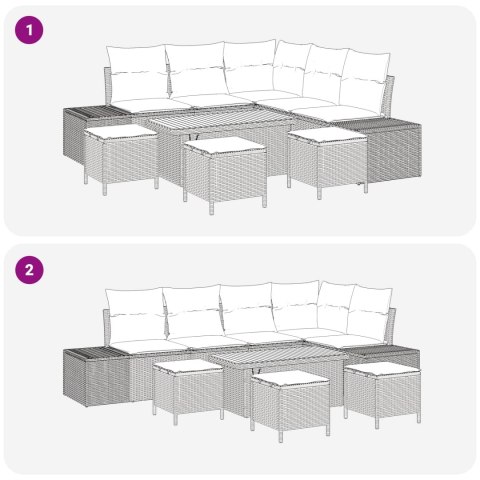 Zestaw Sof na Ogród z poduszką 9 pcs Czarny