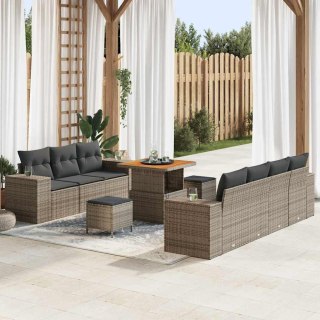 Zestaw Sof na Ogród z poduszką 10 pcs Szary Rattan poli