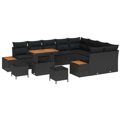 Zestaw Sof na Ogród z poduszką 12 pcs Czarny