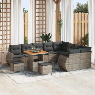 Zestaw Sof na Ogród z poduszką 12 pcs Szary Rattan poli