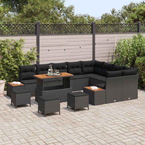 Zestaw Sof na Ogród z poduszką 13 pcs Czarny
