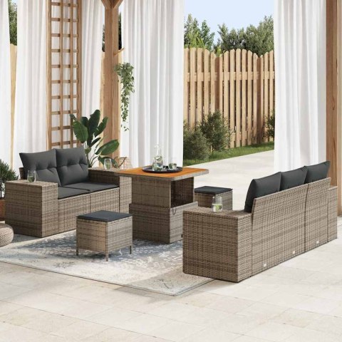 Zestaw Sof na Ogród z poduszką 8 pcs Szary Rattan poli
