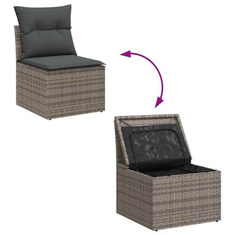 Zestaw Sof na Ogród z poduszką 8 pcs Szary Rattan poli