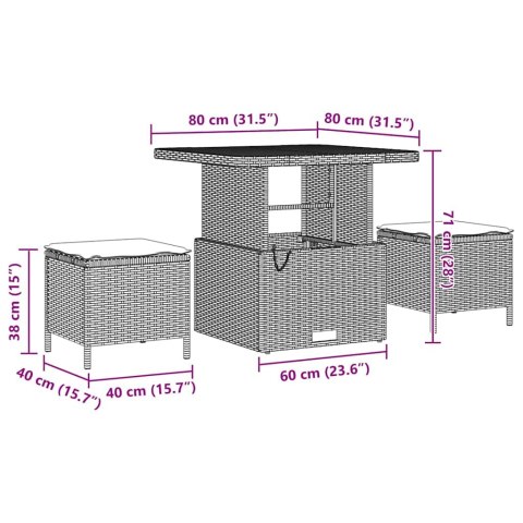 Zestaw Sof na Ogród z poduszką 8 pcs Szary Rattan poli