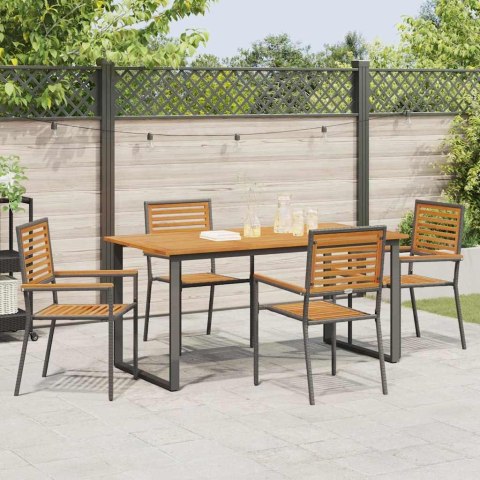 Zestaw do jadalni w ogrodzie 5 pcs Czarny Lite Drewno Akacji