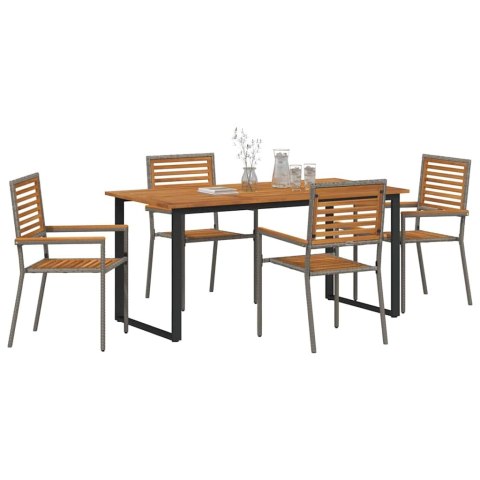 Zestaw do jadalni w ogrodzie 5 pcs Szary Lite Drewno Akacji