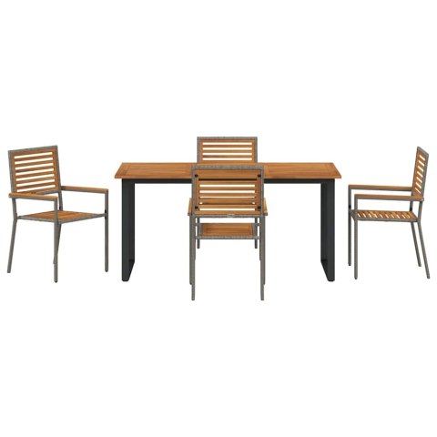 Zestaw do jadalni w ogrodzie 5 pcs Szary Lite Drewno Akacji