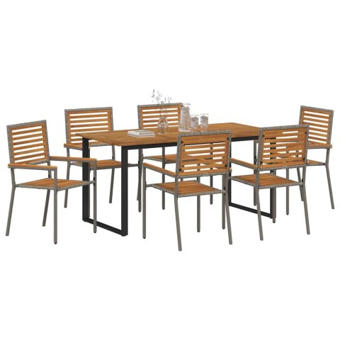 Zestaw do jadalni w ogrodzie 7 pcs Szary Lite Drewno Akacji