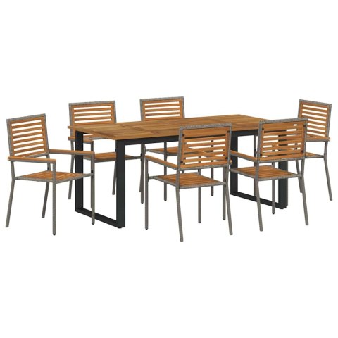 Zestaw do jadalni w ogrodzie 7 pcs Szary Lite Drewno Akacji