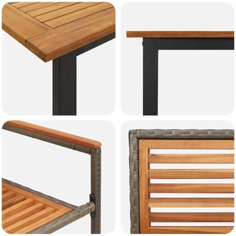 Zestaw do jadalni w ogrodzie 7 pcs Szary Lite Drewno Akacji
