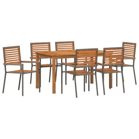 Zestaw do jadalni w ogrodzie 7 pcs Szary Lite Drewno Akacji
