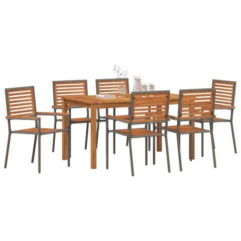 Zestaw do jadalni w ogrodzie 7 pcs Szary Lite Drewno Akacji