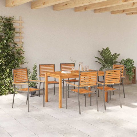 Zestaw do jadalni w ogrodzie 7 pcs Szary Lite Drewno Akacji