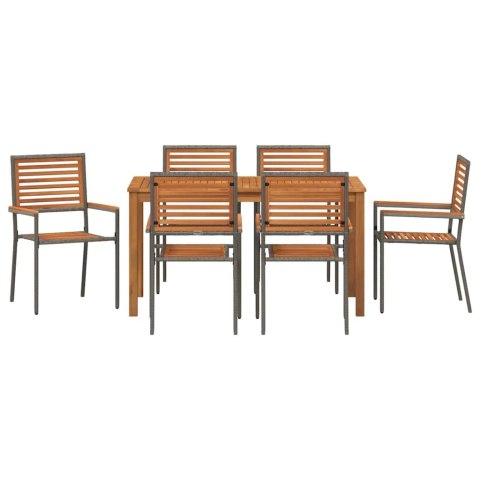Zestaw do jadalni w ogrodzie 7 pcs Szary Lite Drewno Akacji