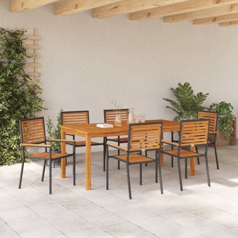 Zestaw do jadalni w ogrodzie 7 pcs Czarny Lite Drewno Akacji