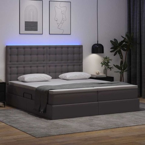 Łóżko z miejscem na przechowywanie i LED Szary 180 x 200 cm