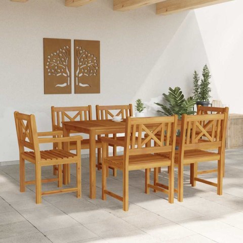 Zestaw do jadalni w ogrodzie 7 pcs Brązowy Lite Drewno Akacji