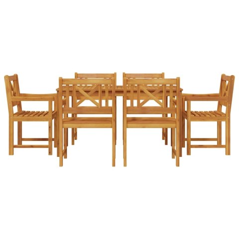 Zestaw do jadalni w ogrodzie 7 pcs Brązowy Lite Drewno Akacji