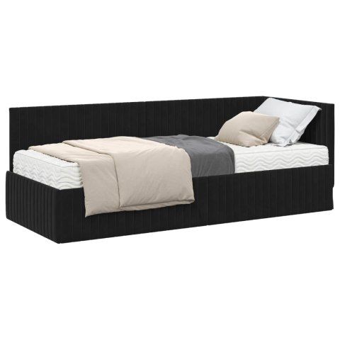 Rama Łóżka Narożnego z Materacem 2 pcs Czarny Aksamit