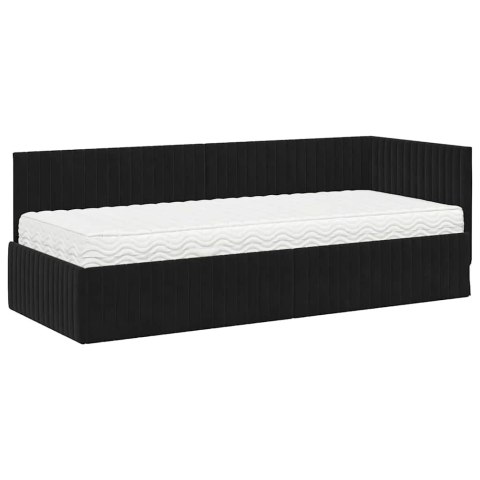 Rama Łóżka Narożnego z Materacem 2 pcs Czarny Aksamit