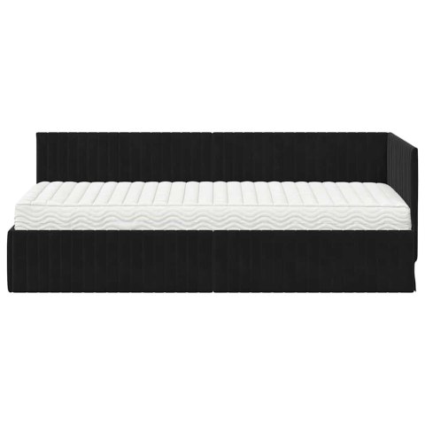 Rama Łóżka Narożnego z Materacem 2 pcs Czarny Aksamit