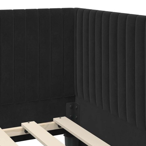 Rama Łóżka Narożnego z Materacem 2 pcs Czarny Aksamit