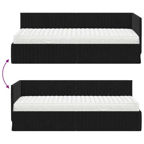 Rama Łóżka Narożnego z Materacem 2 pcs Czarny Aksamit