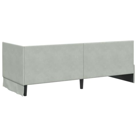 Rama Łóżka Narożnego z Materacem 2 pcs Jasnoszary Aksamit