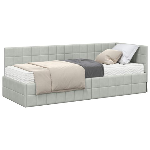 Rama Łóżka Narożnego z Materacem 2 pcs Jasnoszary Aksamit