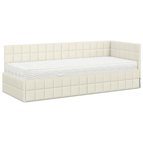 Rama Łóżka Narożnego z Materacem 2 pcs Kremowy Aksamit