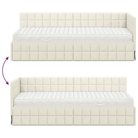 Rama Łóżka Narożnego z Materacem 2 pcs Kremowy Aksamit