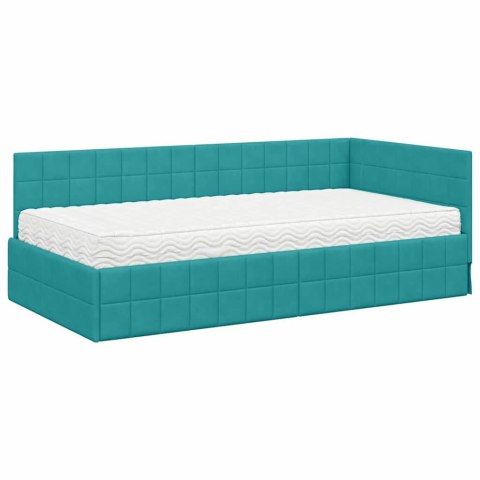 Rama Łóżka Narożnego z Materacem 2 pcs Turkusowy Aksamit