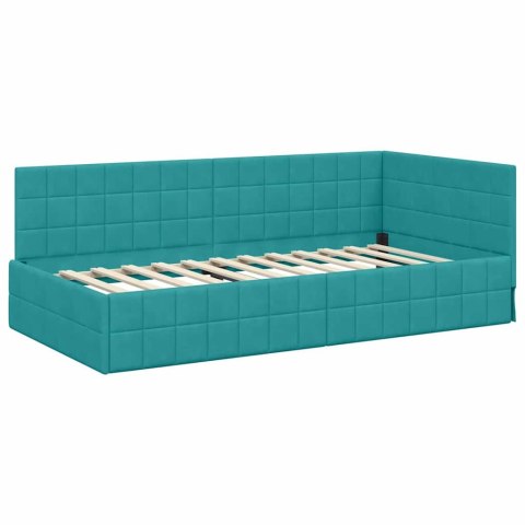 Rama Łóżka Narożnego z Materacem 2 pcs Turkusowy Aksamit