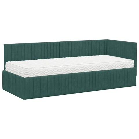 Rama Łóżka Narożnego z Materacem 2 pcs Zielony Aksamit