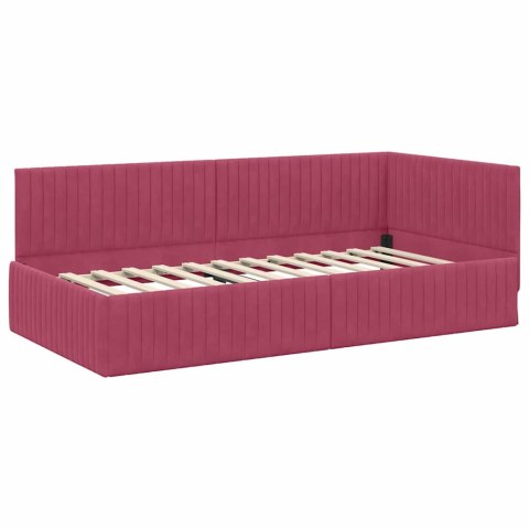 Rama Łóżka Narożnego z Materacem 2 pcs Zielony Aksamit