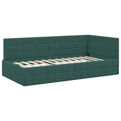 Rama Łóżka Narożnego z Materacem 2 pcs Zielony Aksamit