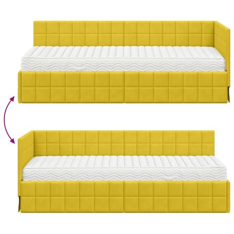 Rama Łóżka Narożnego z Materacem 2 pcs Żółty Aksamit